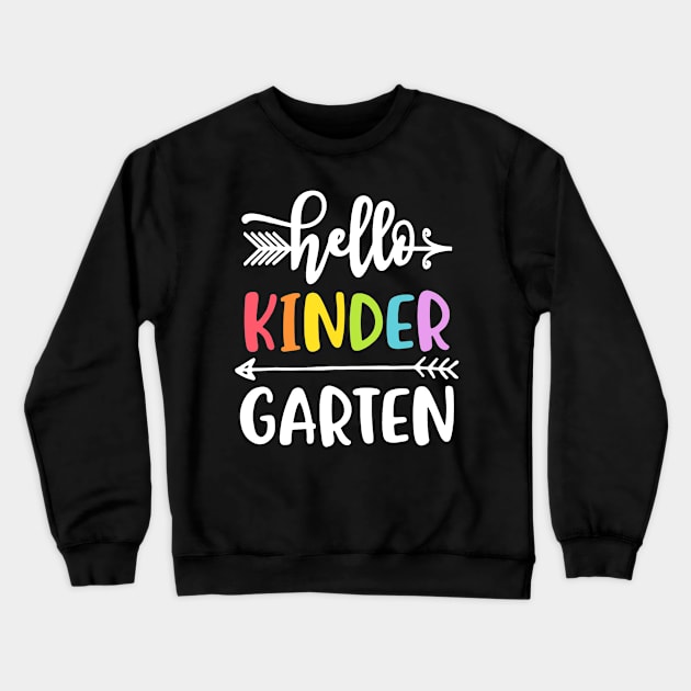 Kindergarten Tshirt Hello Kinder Teacher Student Teamwork Crewneck Sweatshirt by Wolfek246